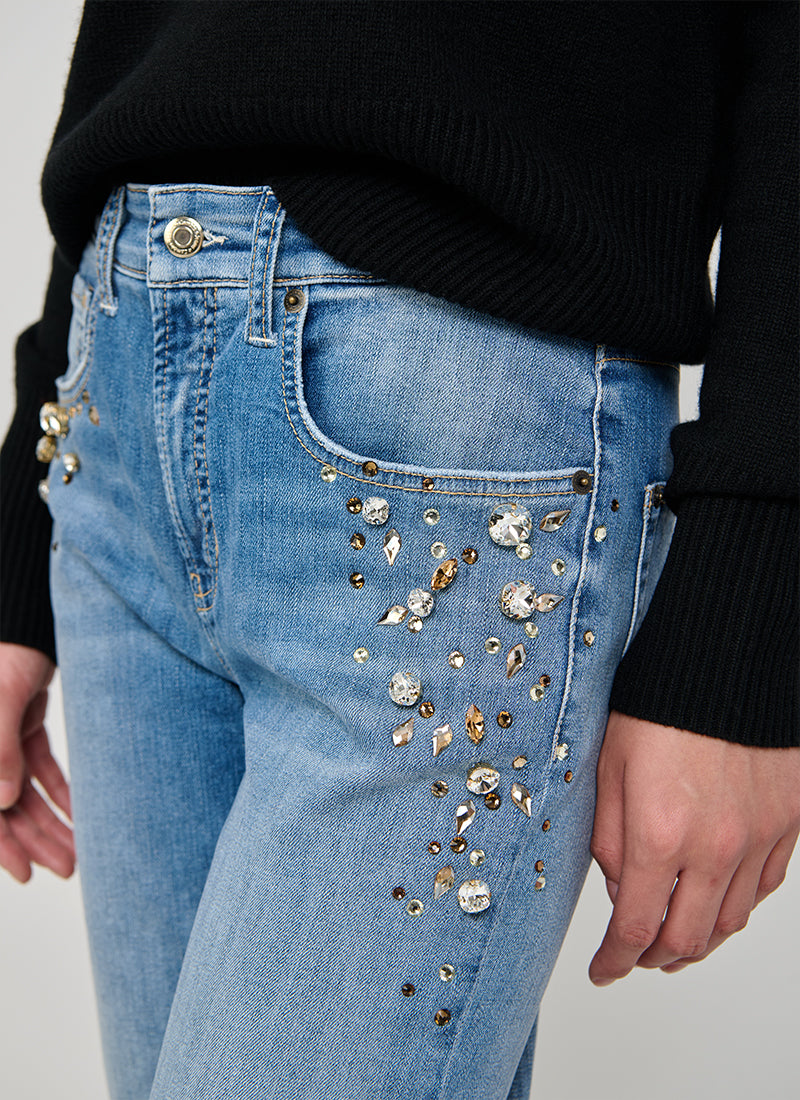 Gini Crystal Embroidered Wide Leg Jeans by Cambio at Andrews