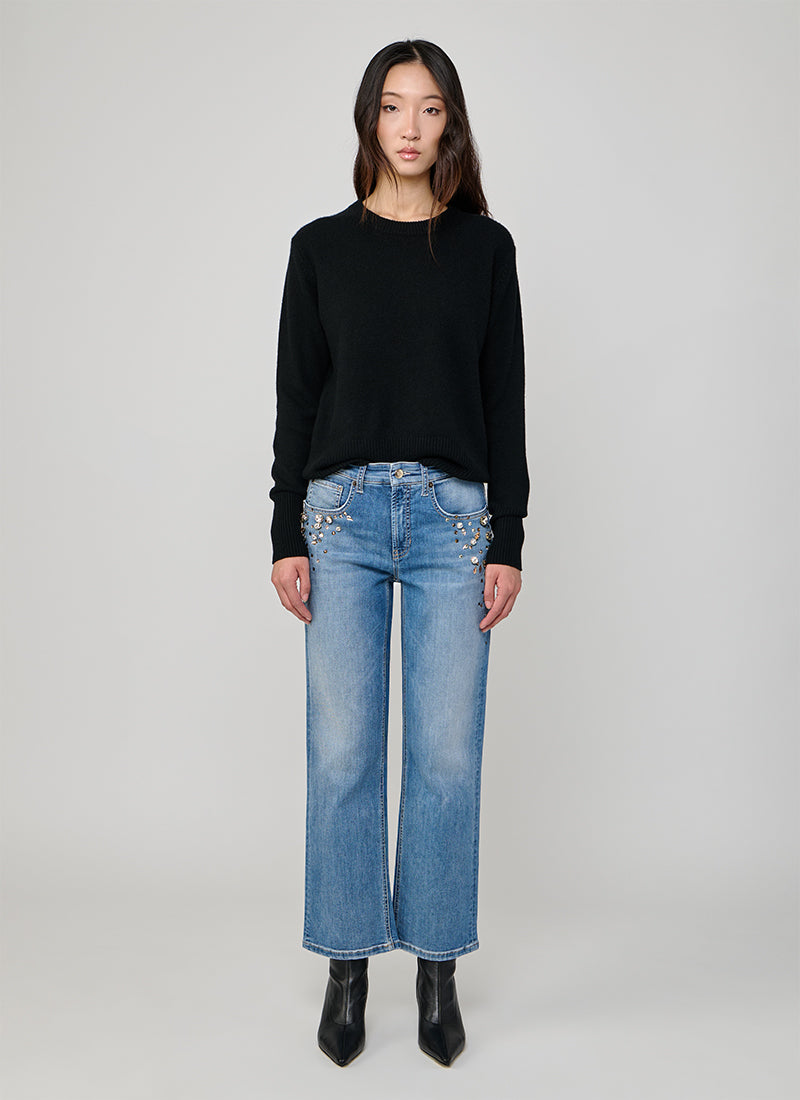 Gini Crystal Embroidered Wide Leg Jeans by Cambio at Andrews