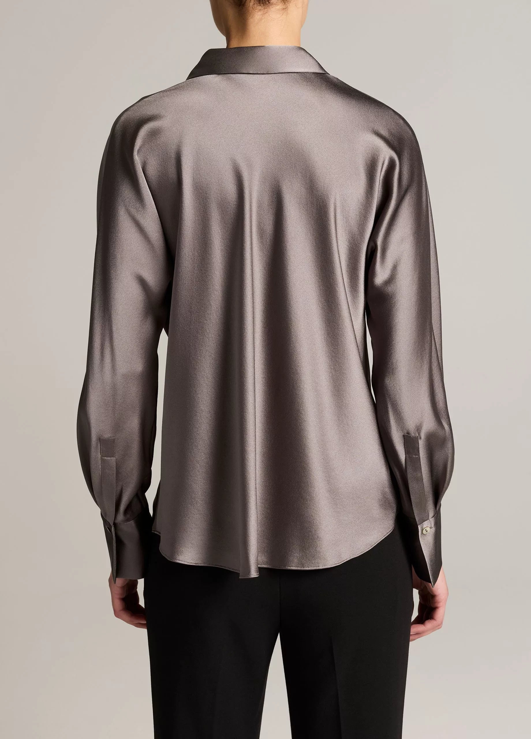 Silk Bias Long Sleeve Blouse