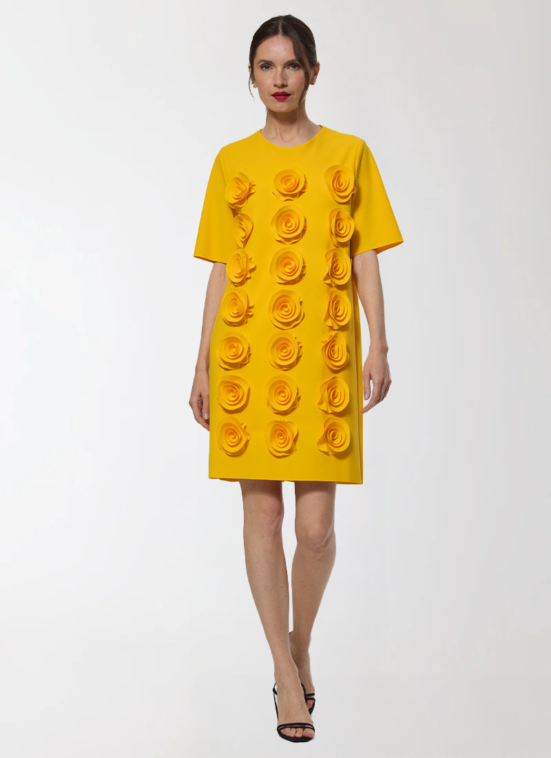 designer shift dress IC Collection Mock Neck Textured Shift Dress