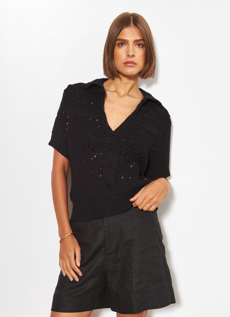 Aven Crochet Short Sleeve Sweater by Line | Andrews