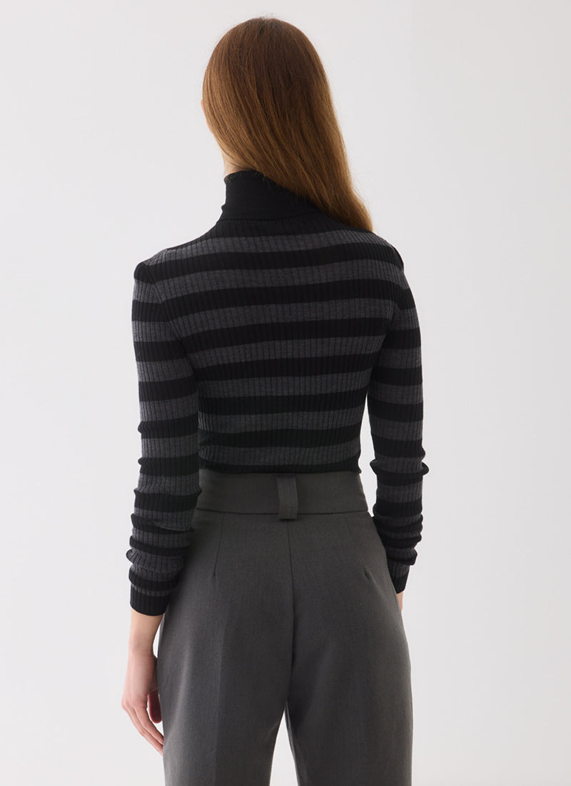 Mer Extra Fine Rib Knit Long Sleeve Turtleneck Sweater by Majestic at Andrews