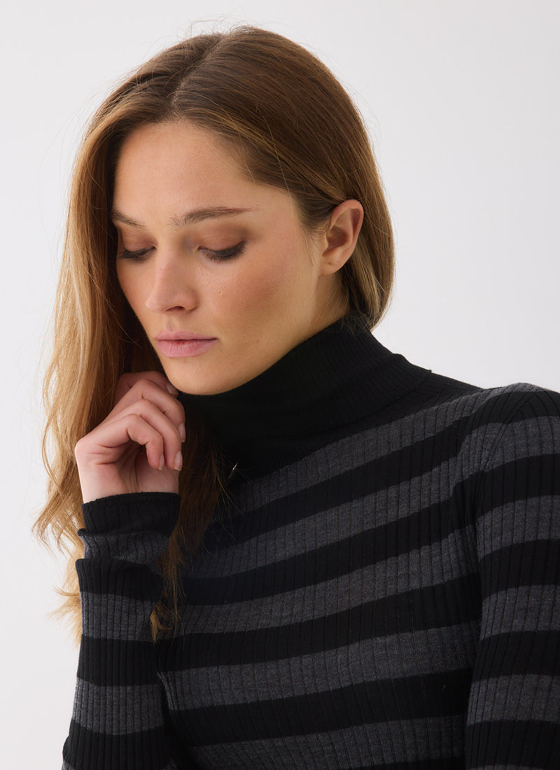 Mer Extra Fine Rib Knit Long Sleeve Turtleneck Sweater by Majestic at Andrews