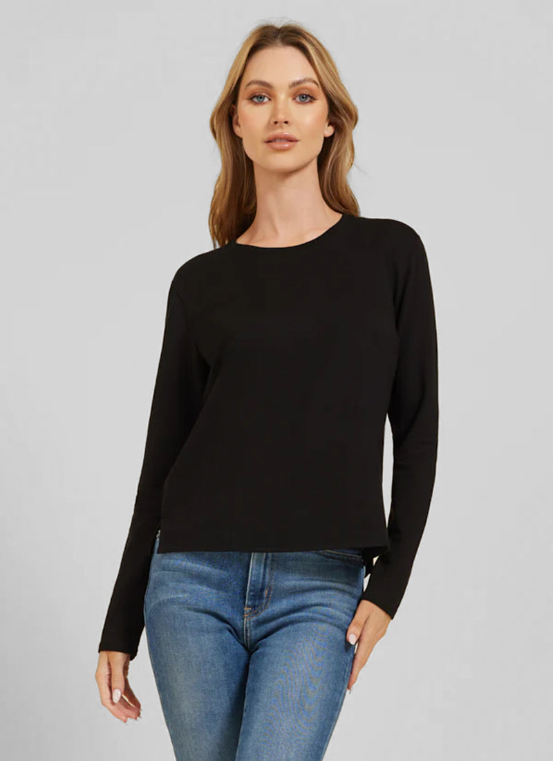 Soft Touch Long Sleeve Crew Neck T-Shirt by Majestic at Andrews