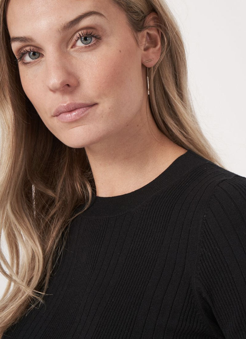 REPEAT Cashmere Short Sleeve Rib-Knit Top