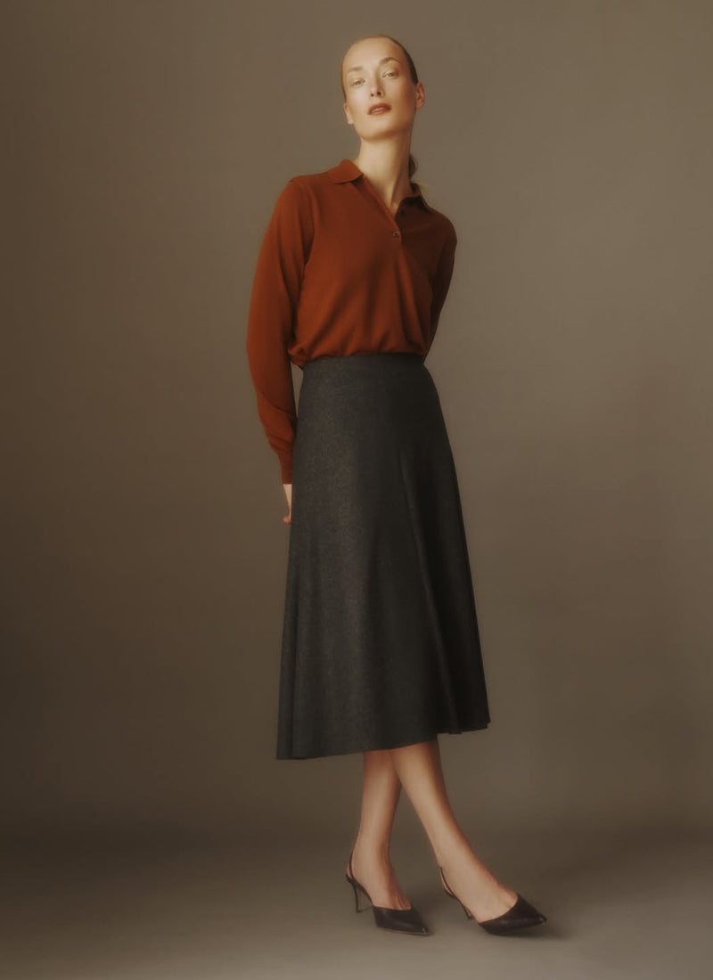 Bobby Flannel Wool Midi Skirt