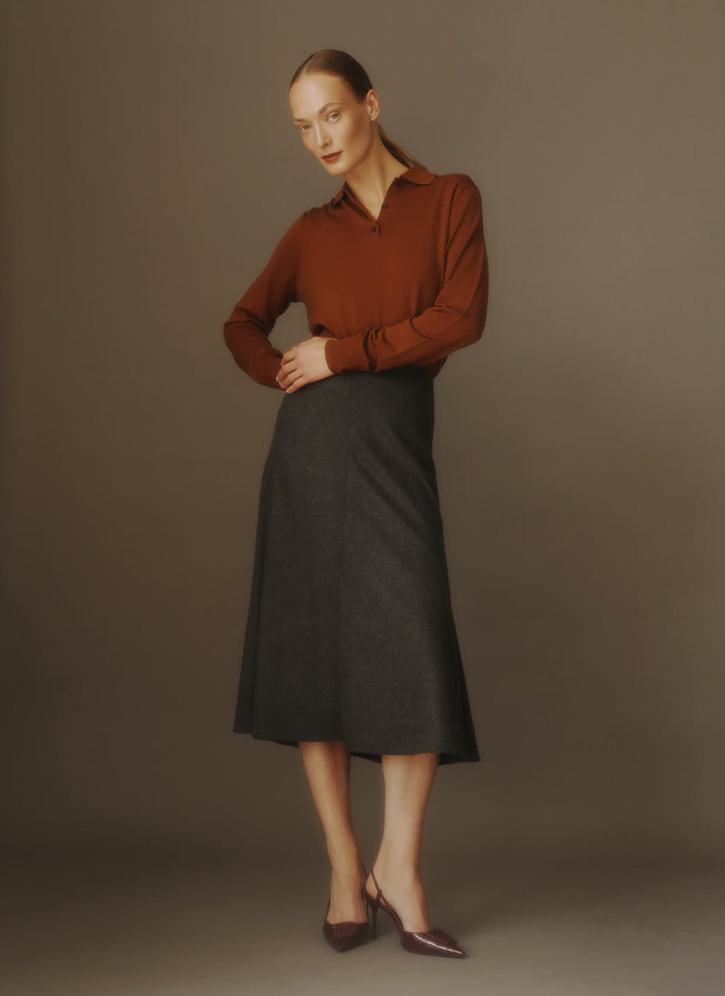 Bobby Flannel Wool Midi Skirt