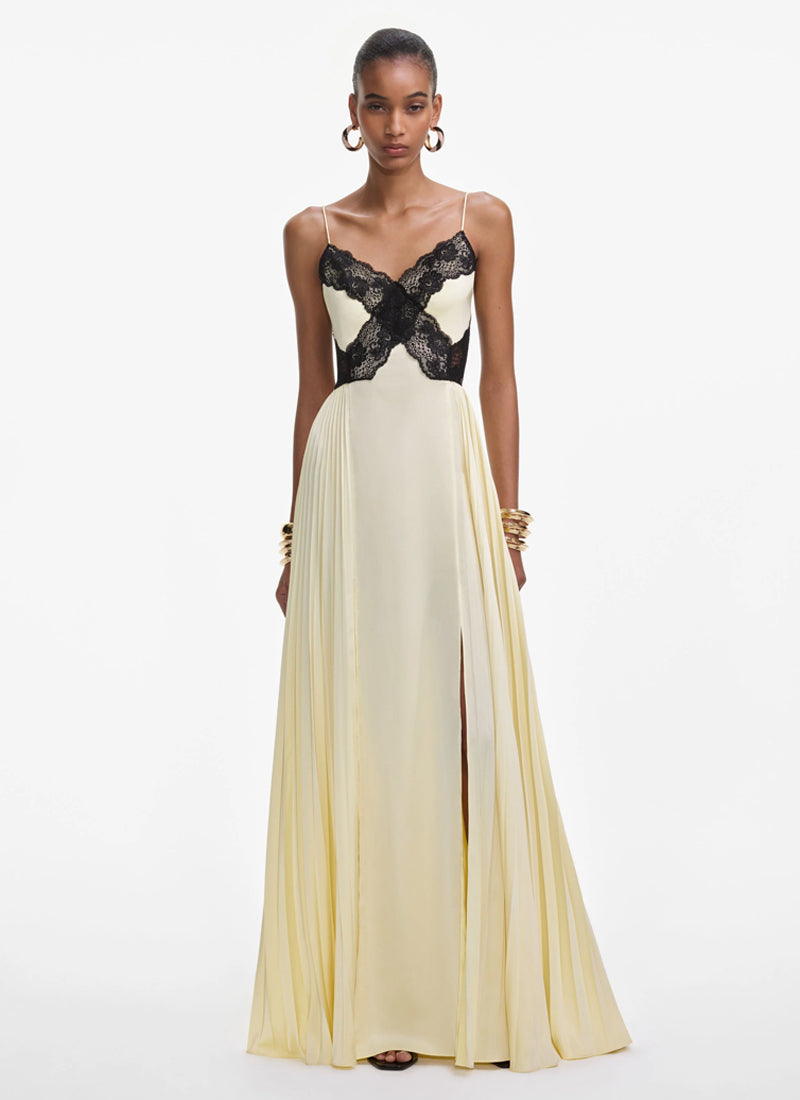 Self Portrait Satin Lace Maxi Dress