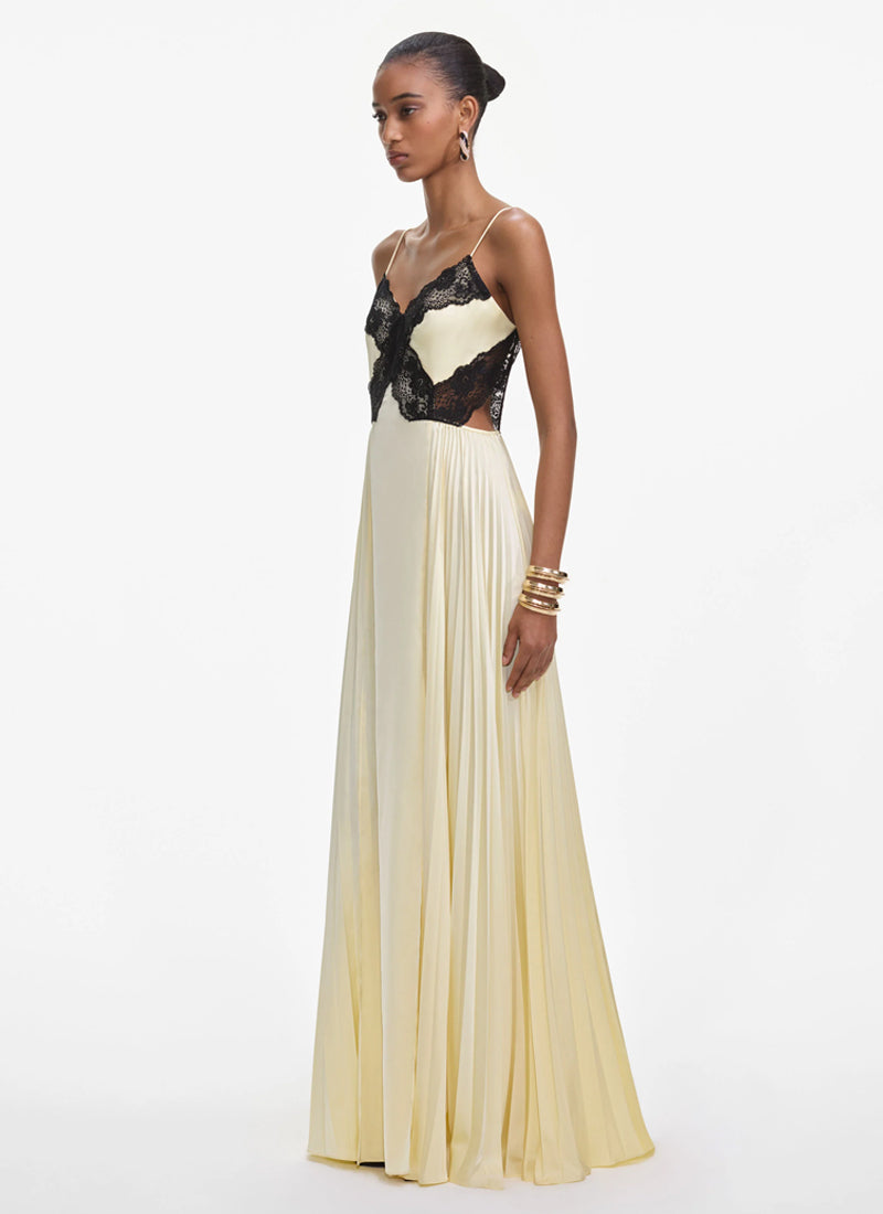 Self Portrait Satin Lace Maxi Dress