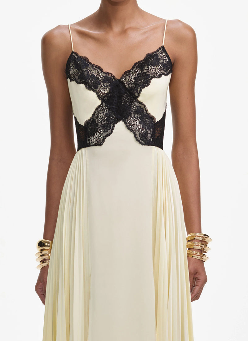 Self Portrait Satin Lace Maxi Dress