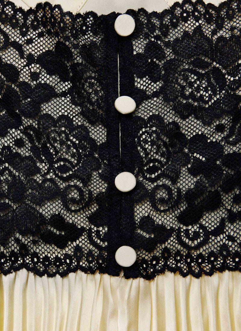 Self Portrait Satin Lace Maxi Dress