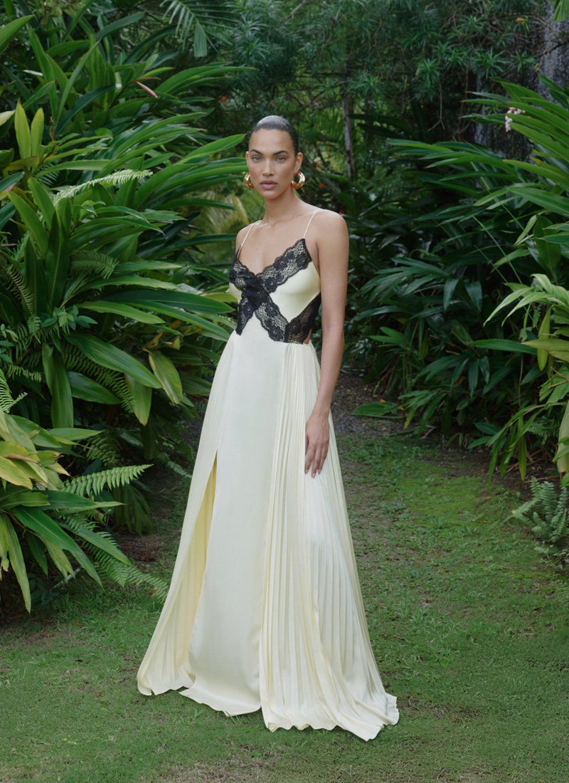 Self Portrait Satin Lace Maxi Dress