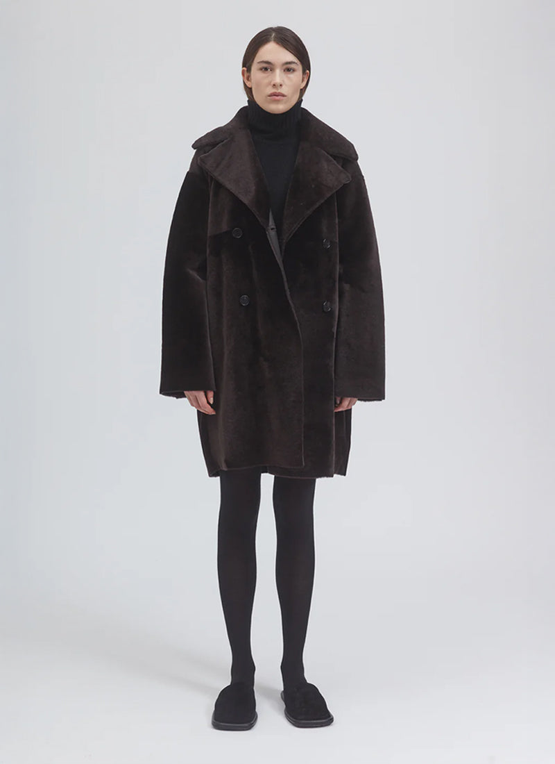 UTZON Merino Reversible Hood Shearling Coat