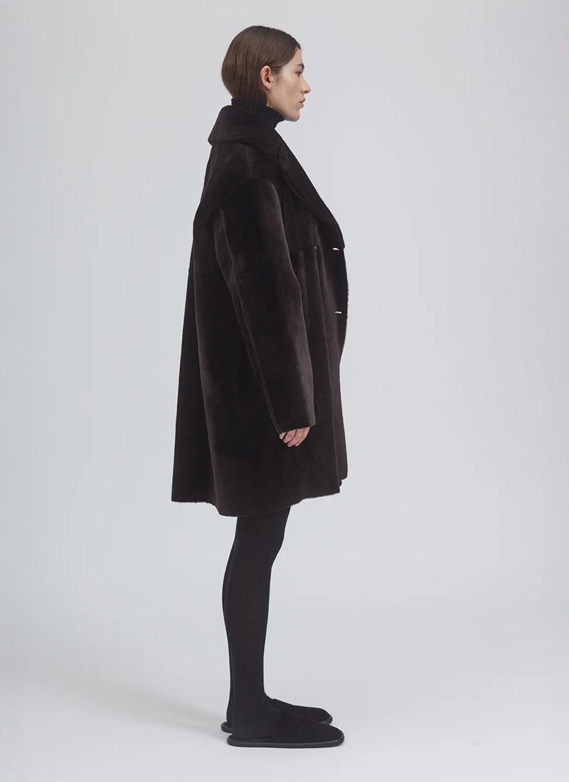 UTZON Merino Reversible Hood Shearling Coat