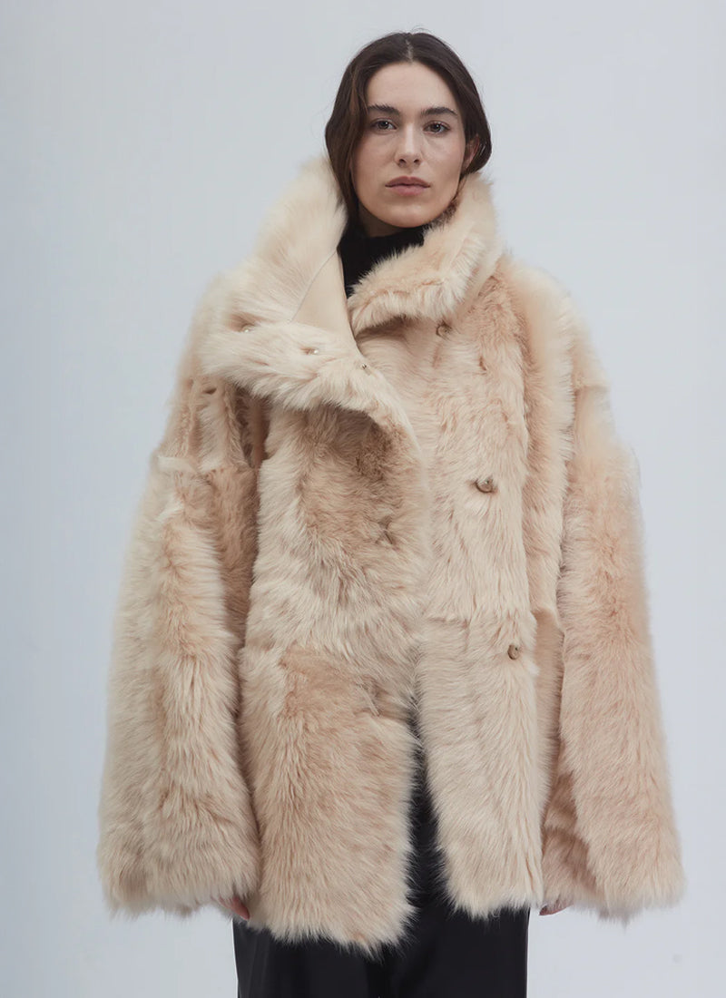 UTZON Toscana Double Breasted Flurry Shearling Jacket