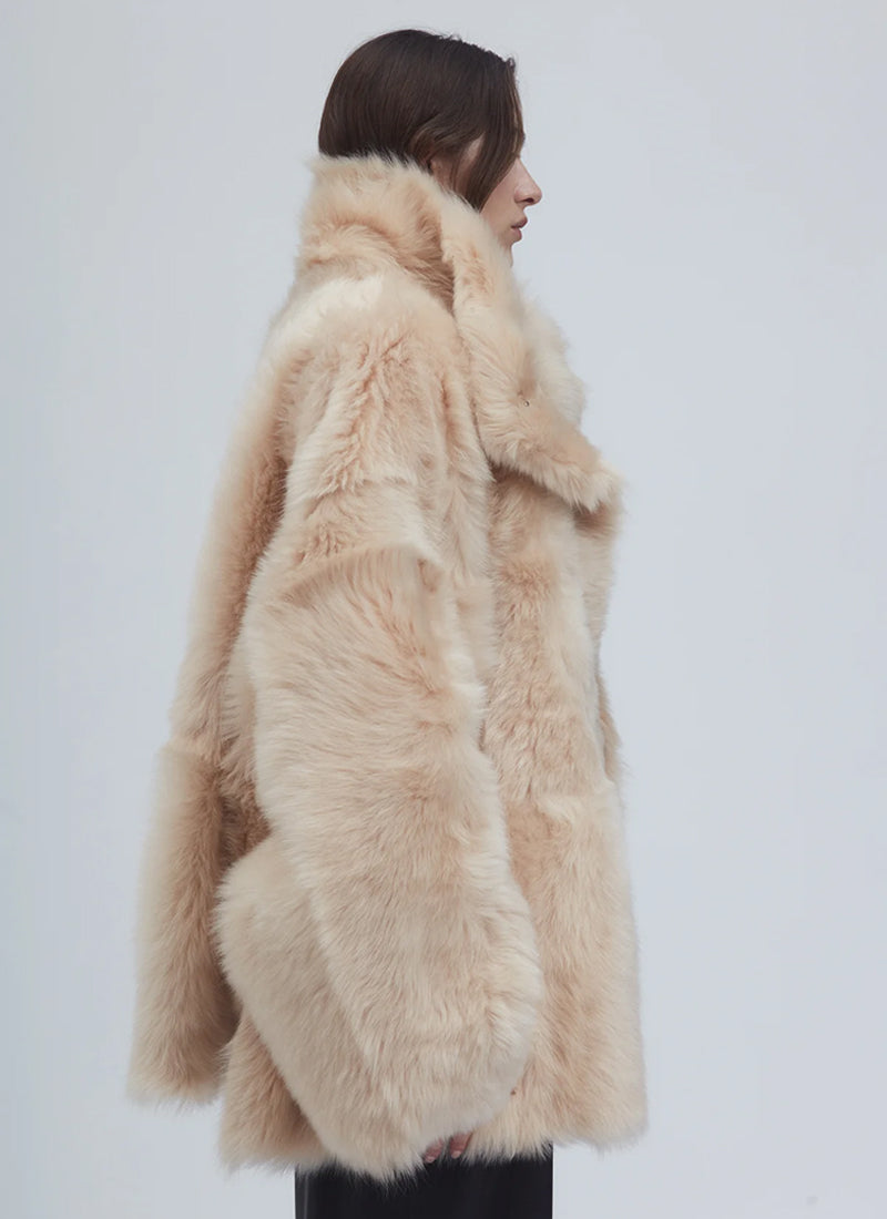 UTZON Toscana Double Breasted Flurry Shearling Jacket