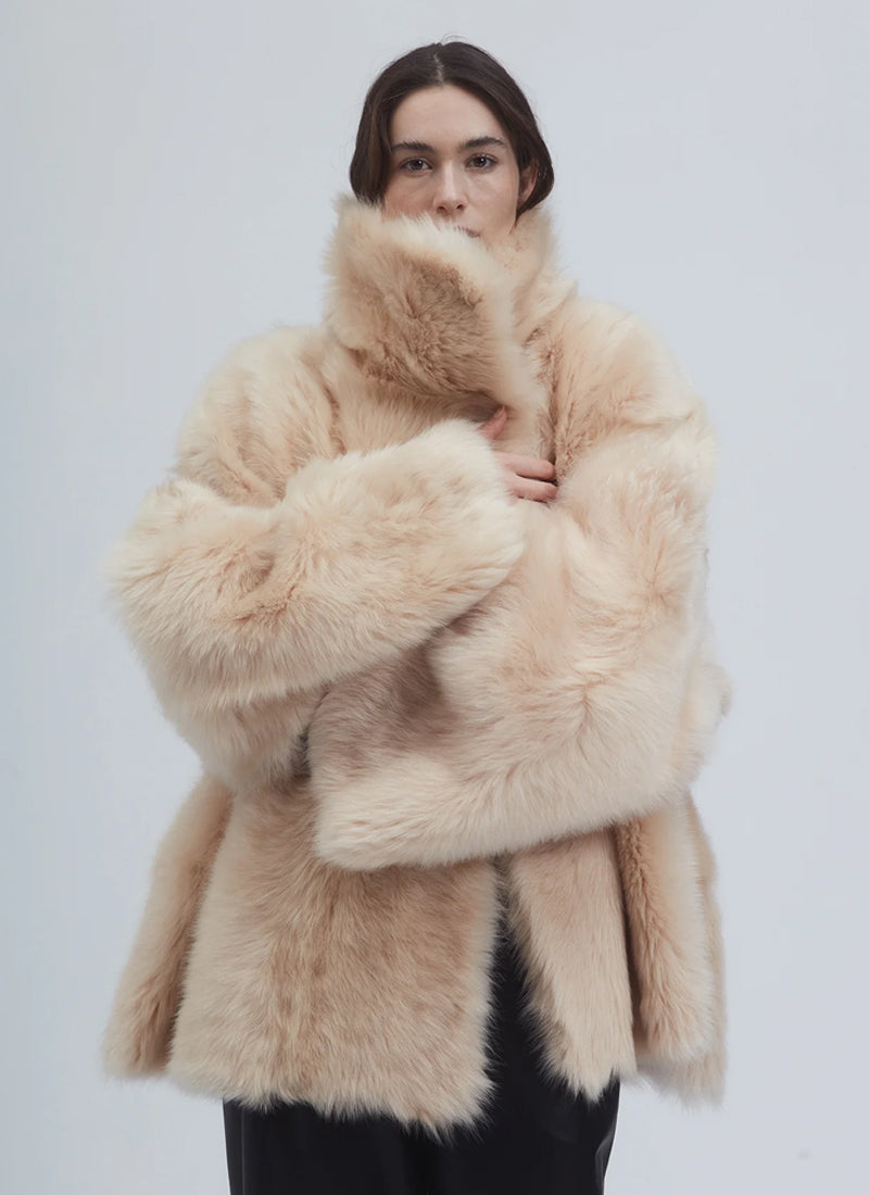 UTZON Toscana Double Breasted Flurry Shearling Jacket