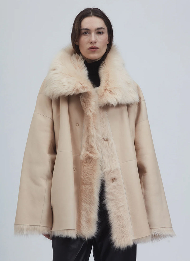 UTZON Toscana Double Breasted Flurry Shearling Jacket