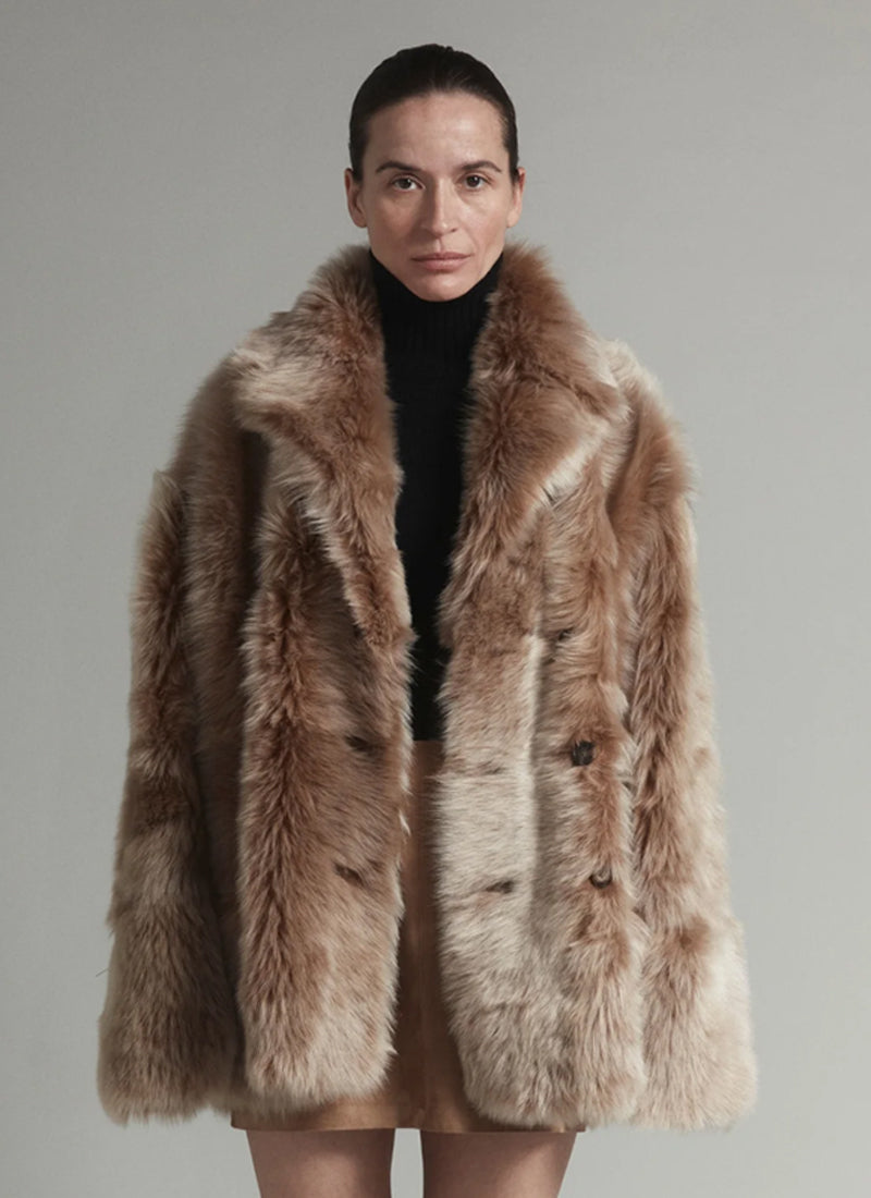 UTZON Toscana Double Breasted Shearling Jacket