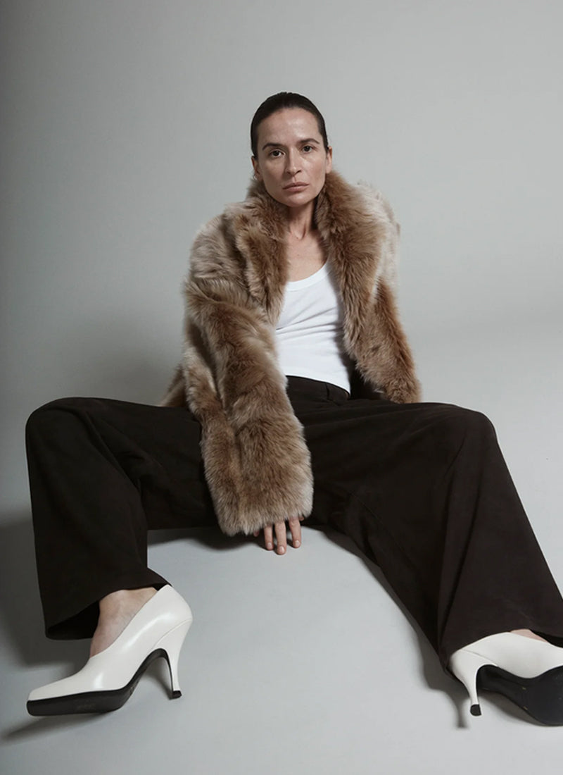 UTZON Toscana Double Breasted Shearling Jacket