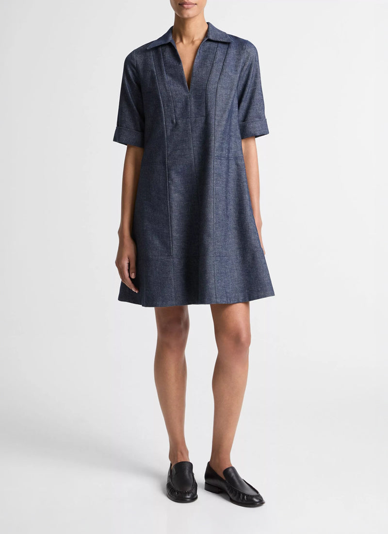 a line cotton dress for women Cotton-Linen Chambray A-Line by Vince Color:Spring Green offering comfort from morning upload-20240402 Toddler Baby Girl 4th