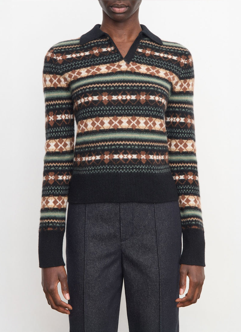 Vince Fair Isle Polo Sweater