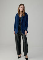 1 Button Velour Boyfriend Blazer