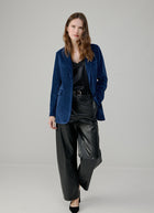 1 Button Velour Boyfriend Blazer