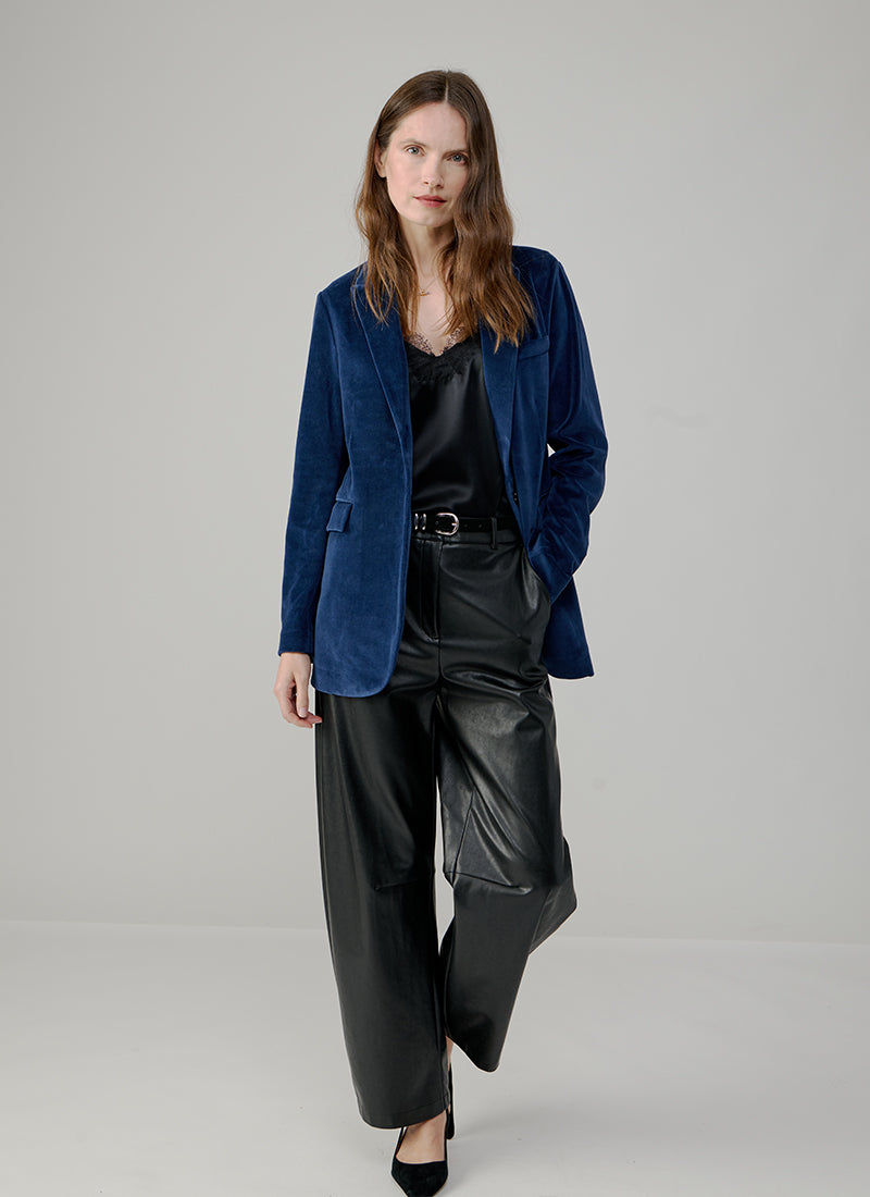 1 Button Velour Boyfriend Blazer