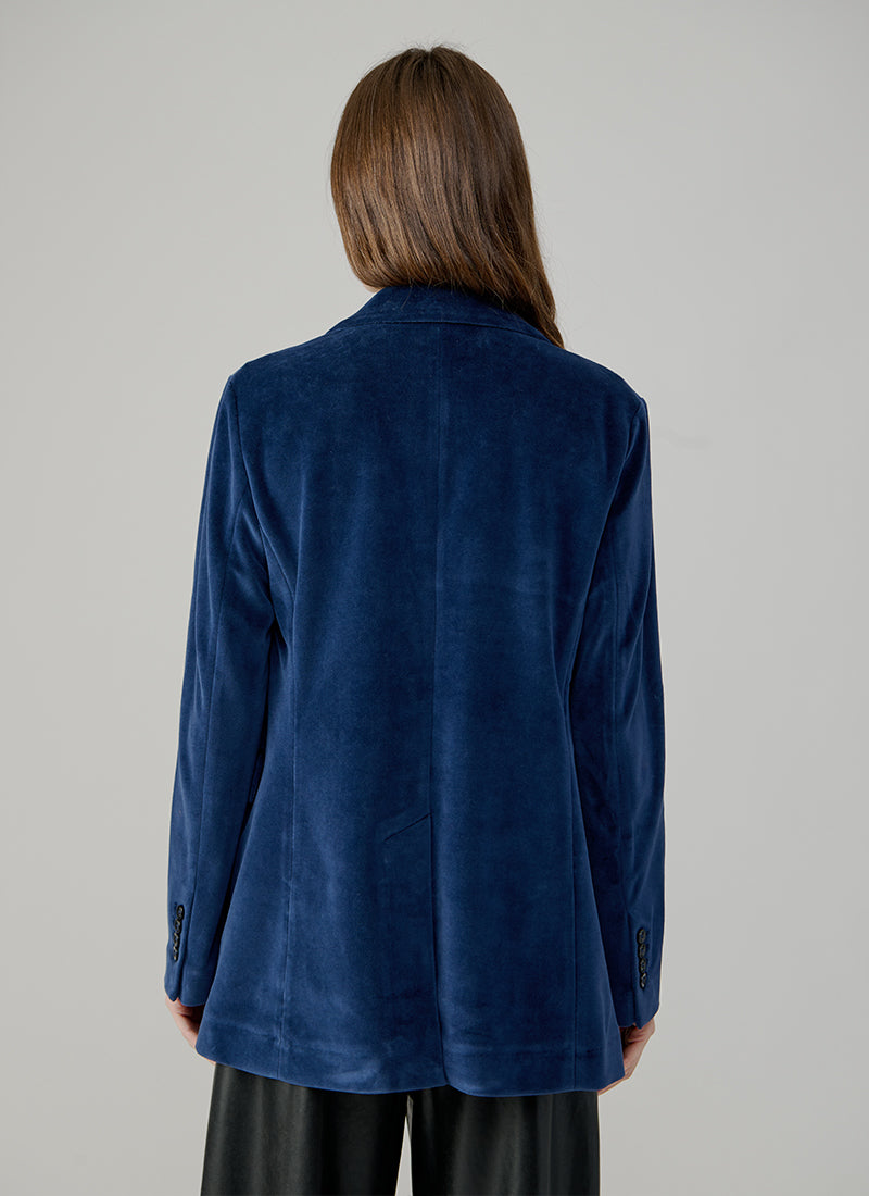 1 Button Velour Boyfriend Blazer
