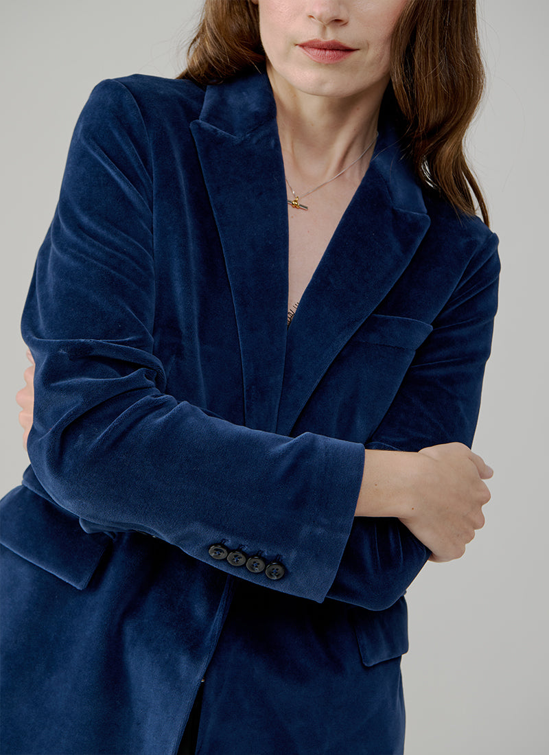 1 Button Velour Boyfriend Blazer