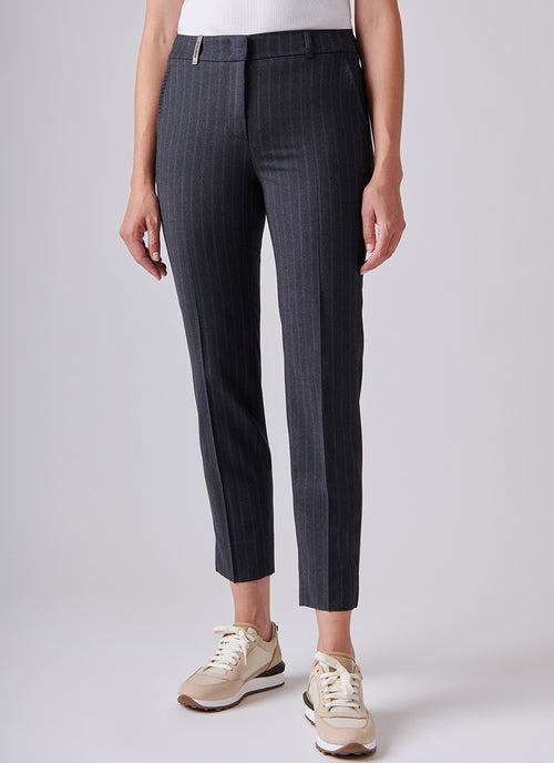 Peserico Navy Pinstripe Slim-Leg Pant