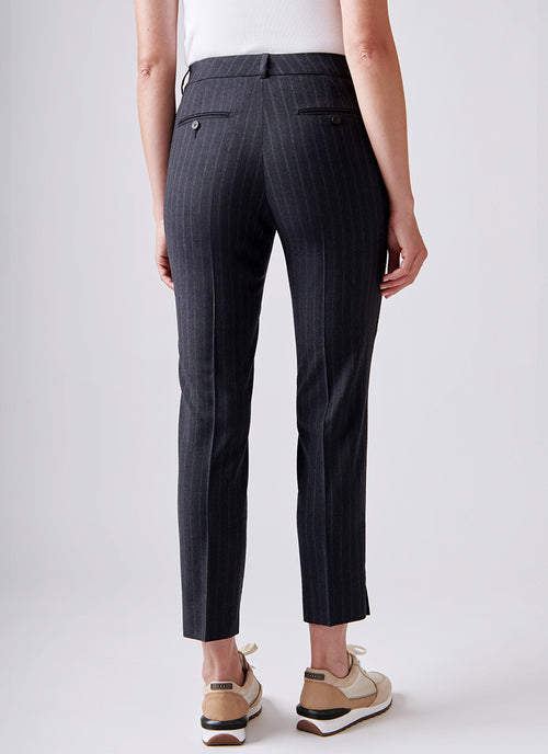 Peserico Navy Pinstripe Slim-Leg Pant