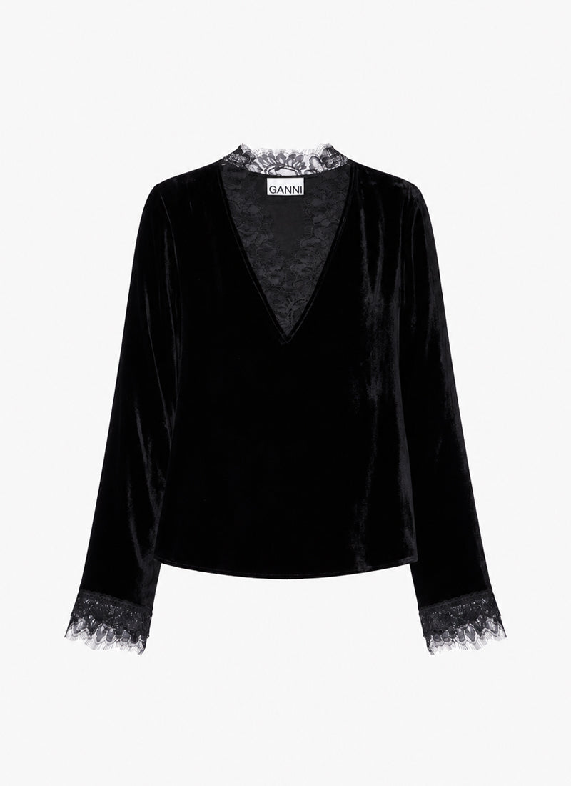 Viscose Silk Velvet Long Sleeve Blouse