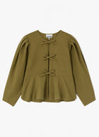 Compact Poplin Long Sleeve Peplum Blouse