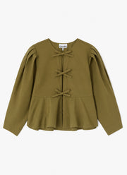 Compact Poplin Long Sleeve Peplum Blouse