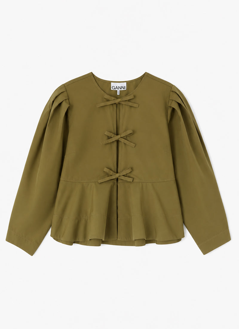Compact Poplin Long Sleeve Peplum Blouse