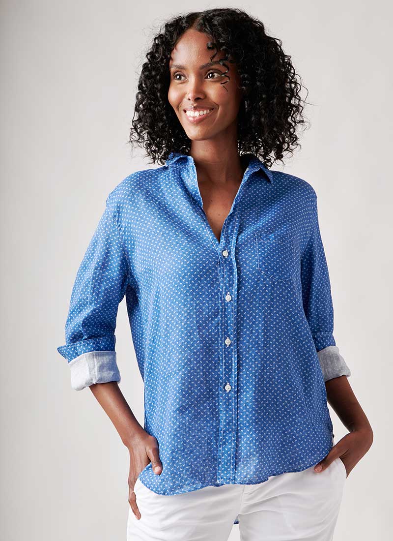 Frank & Eileen Eileen Blue Floral Shirt
