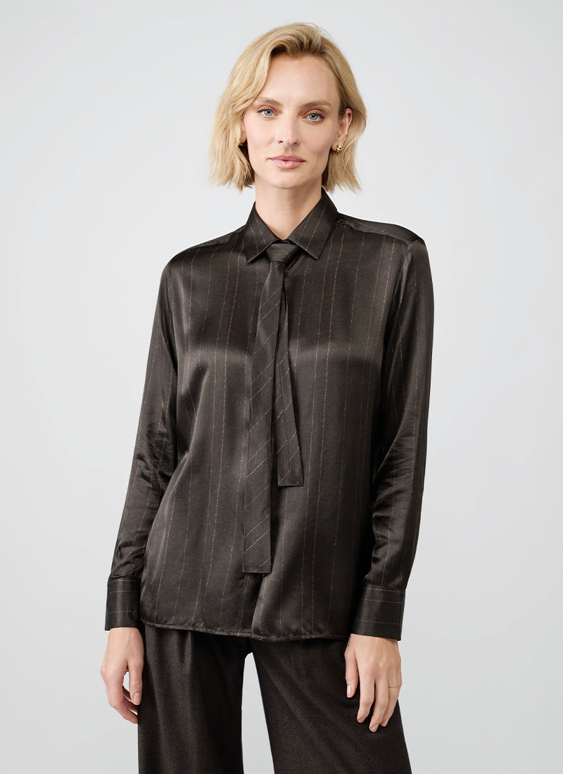 Antonelli Dafne Pinstripe Tie Shirt