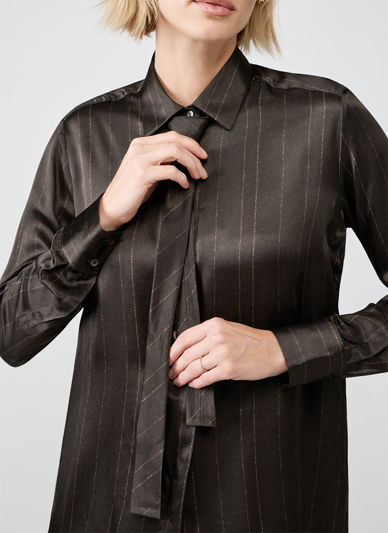 Antonelli Dafne Pinstripe Tie Shirt
