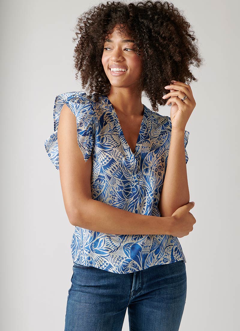 Momoni V-Neck Silk Top