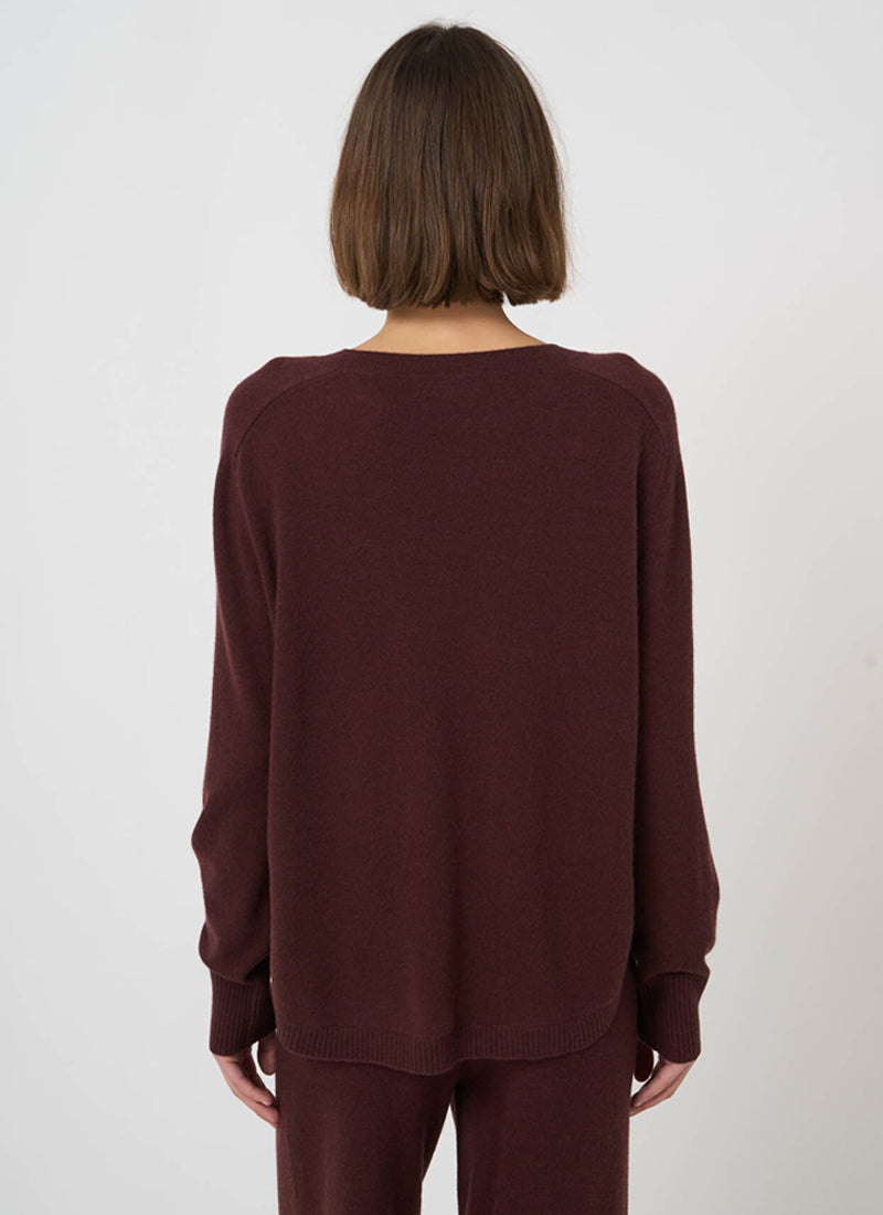 Cashmere Round Button Slit Knit Pullover