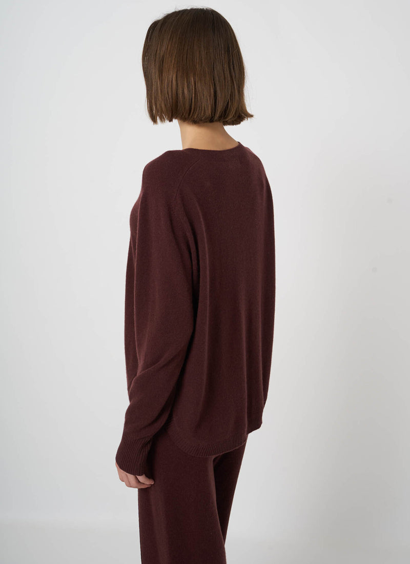 Cashmere Round Button Slit Knit Pullover