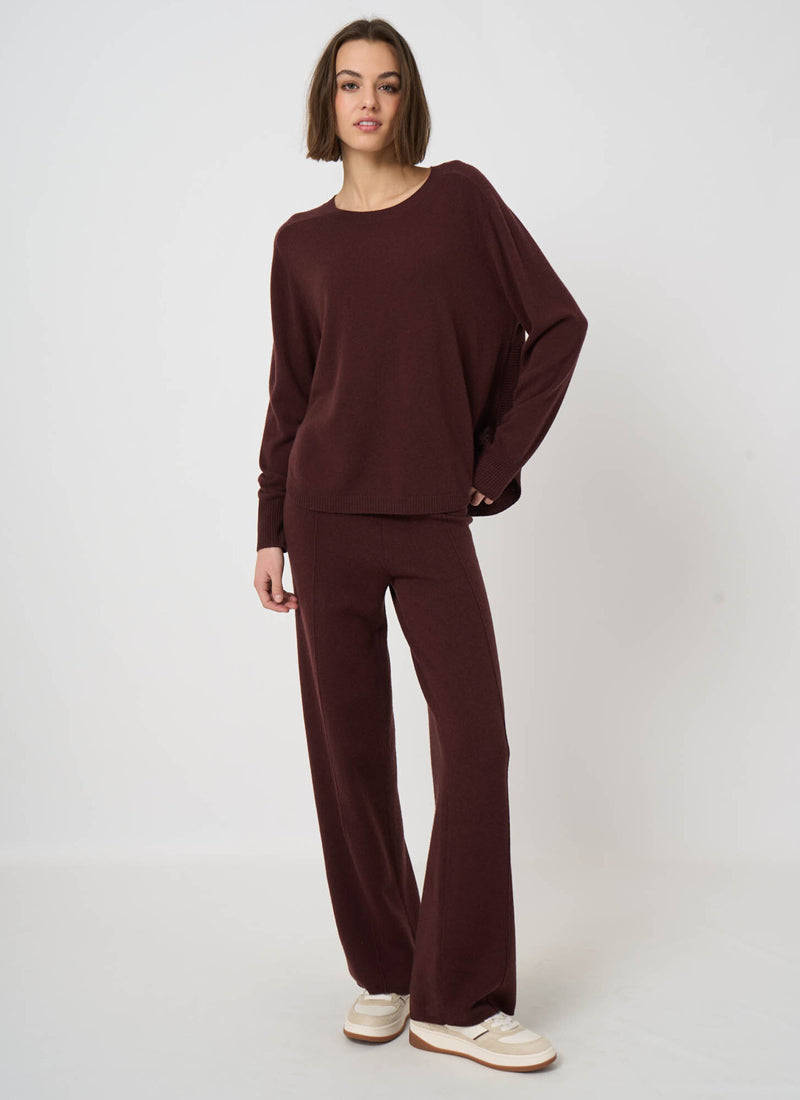 Cashmere Round Button Slit Knit Pullover