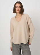 V Neck Cashmere Round Slit Knit Pullover
