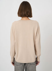 V Neck Cashmere Round Slit Knit Pullover