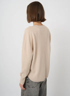 V Neck Cashmere Round Slit Knit Pullover