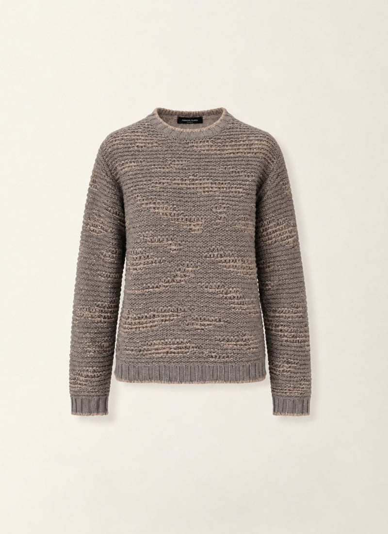 Crew Neck Distressed Sweater