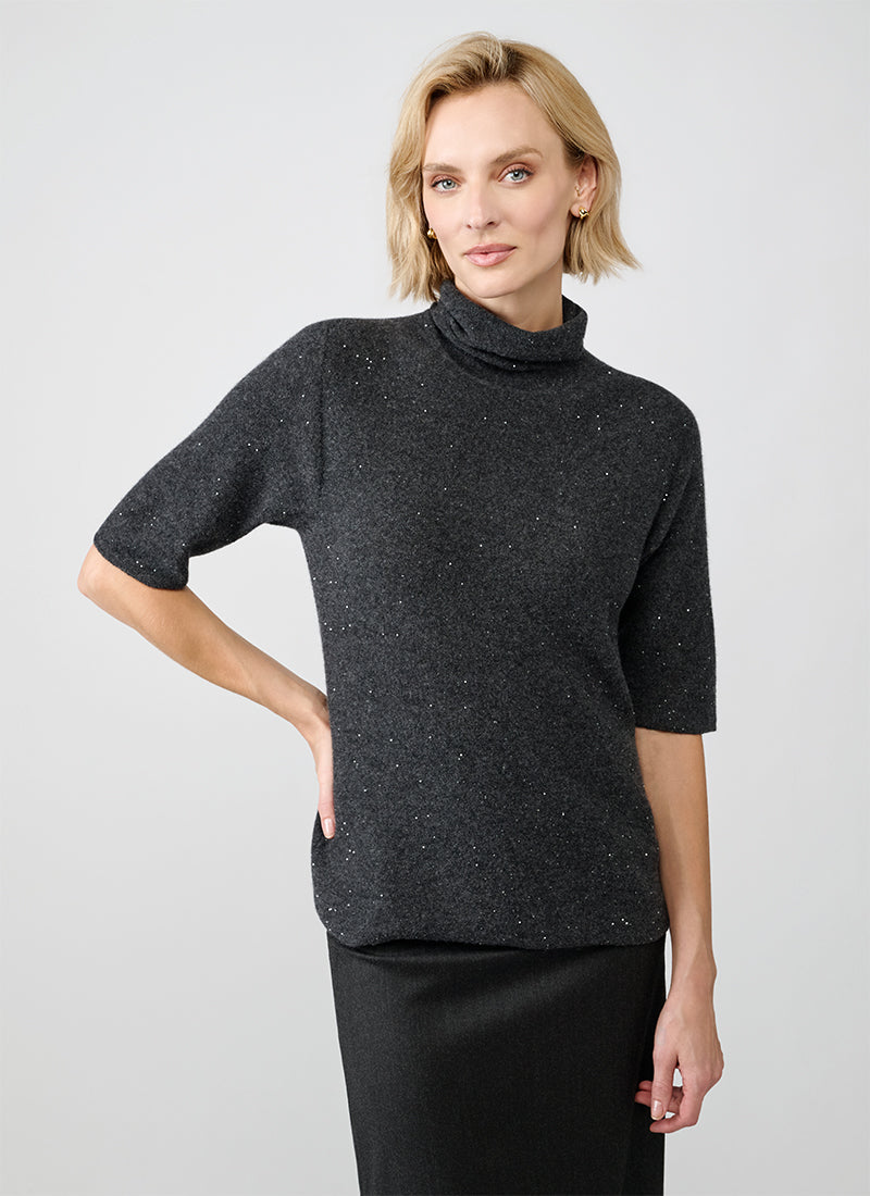 Dakota Knit Short Sleeve Turtleneck Sweater