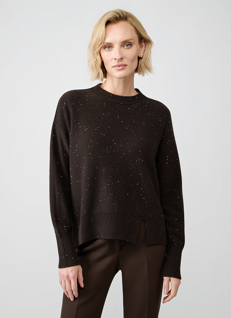 Antonelli Sila Speckle Long Sleeve Crew Sweater